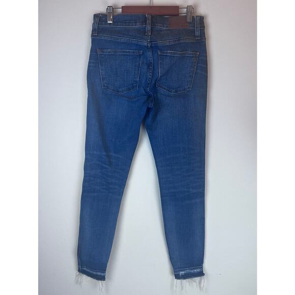 Madewell 9" High Rise Skinny Medium Wash Light Distressed Raw Hem Jean Women 27P - Picture 2 of 9
